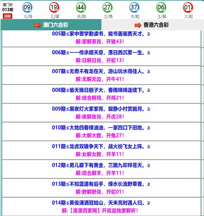 014期百家网玄机[图]