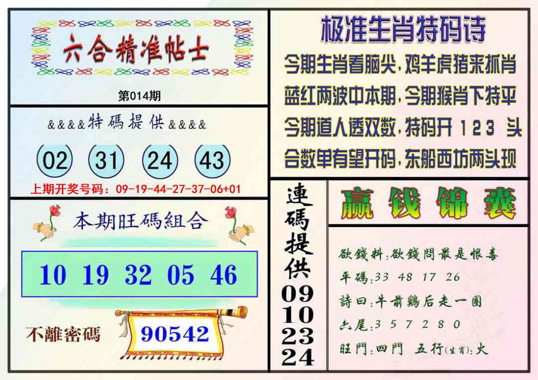 014期精准贴士[图]