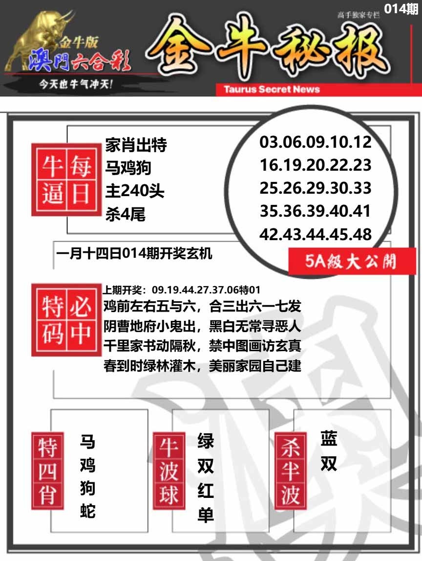 014期金牛秘报A[图]